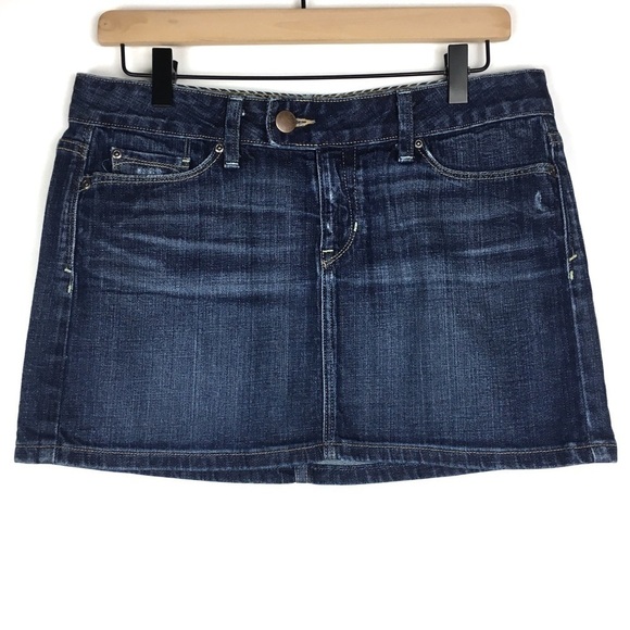 GAP Denim Micro Mini Jean Skirt Distressed Limited Edition Festival Size 4/27 - Picture 1 of 8